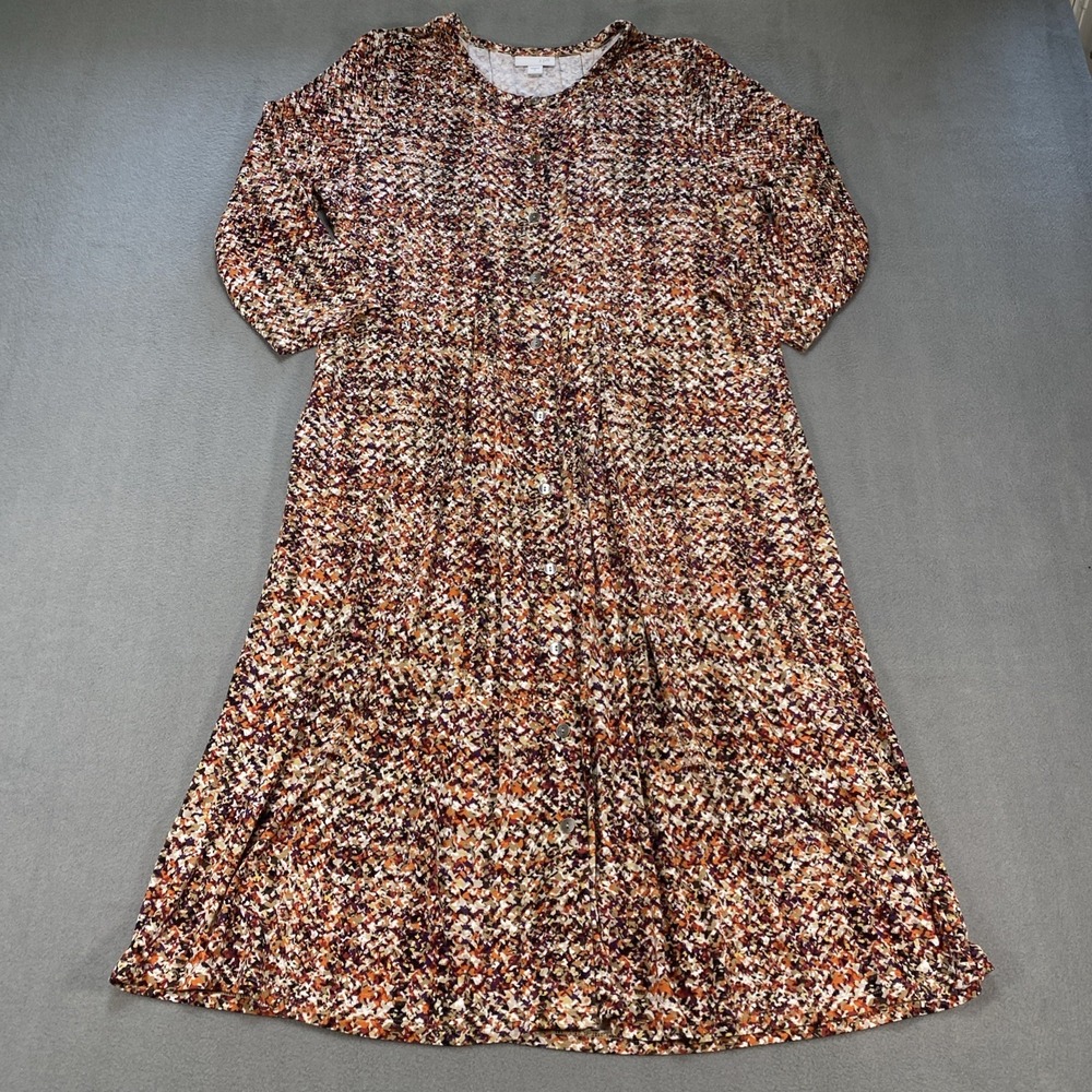 J. Jill Small Wearever Multicolor 3/4 Sleeve Button Down Dress Casual